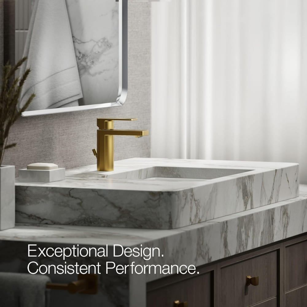 ก๊อกอ่างล้างหน้าเดี่ยวเคาน์เตอร์ KOHLER K-23472T-4CD-AF สีทอง