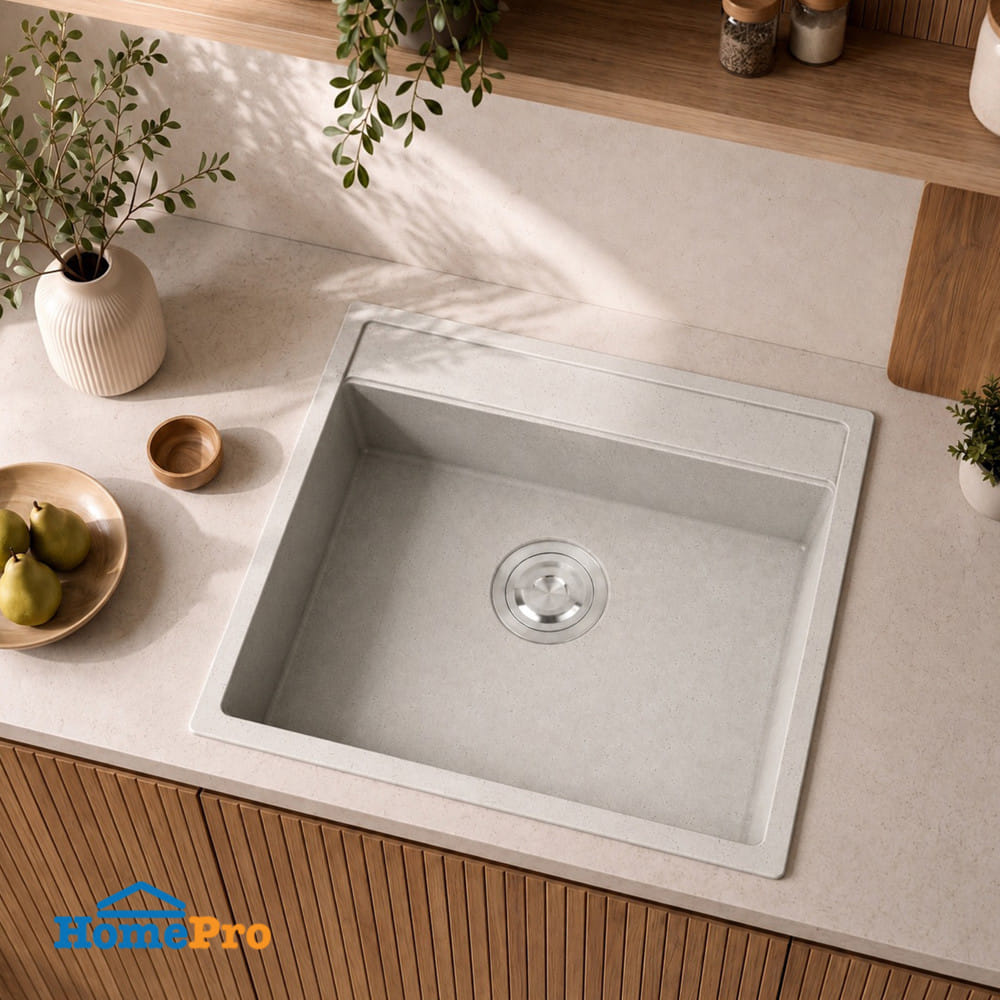 ซิงค์ฝัง 1 หลุม HAFELE STONEQ 495.39.641 สีขาว