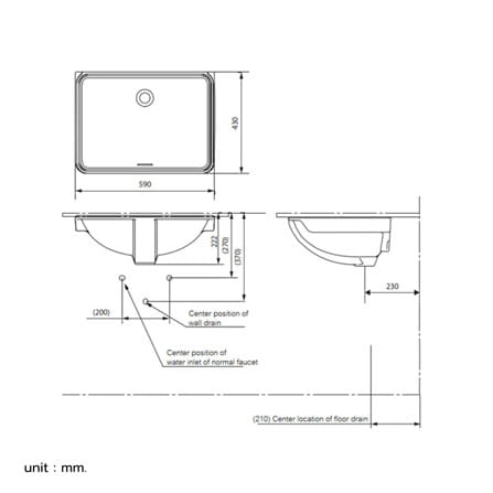 อ่างล้างหน้าฝังใต้เคาน์เตอร์ TOTO LW1576_1