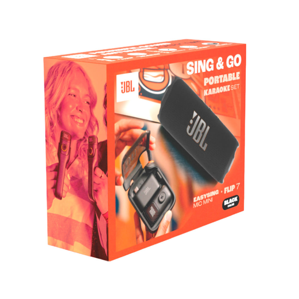 ชุดลำโพงพกพาพร้อมไมค์ JBL SING&GO สีดำ