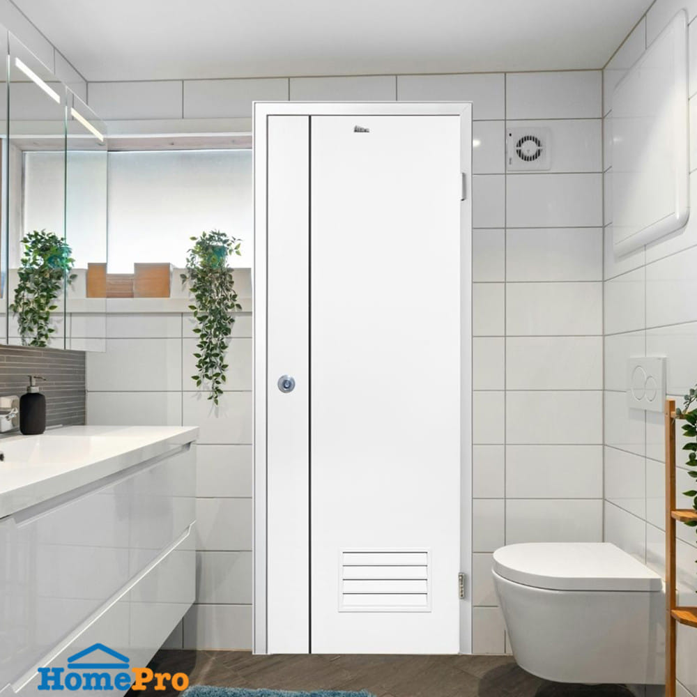 ชุดประตูห้องน้ำพร้อมวงกบ UPVC เจาะลูกบิด ASARA A812 70x180 ซม. สีขาว
