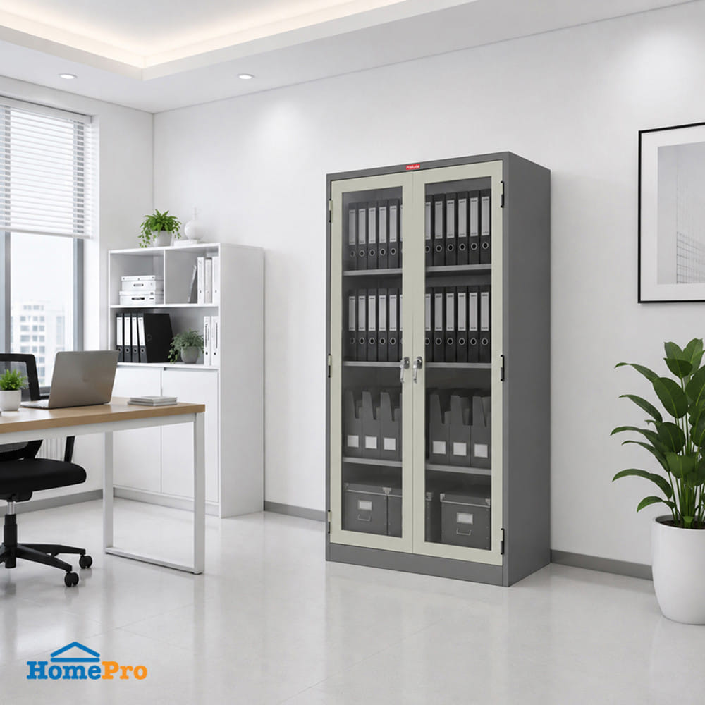 ตู้เหล็กสูงบานเปิด PRELUDE PK-120 92 ซม. สีเทา