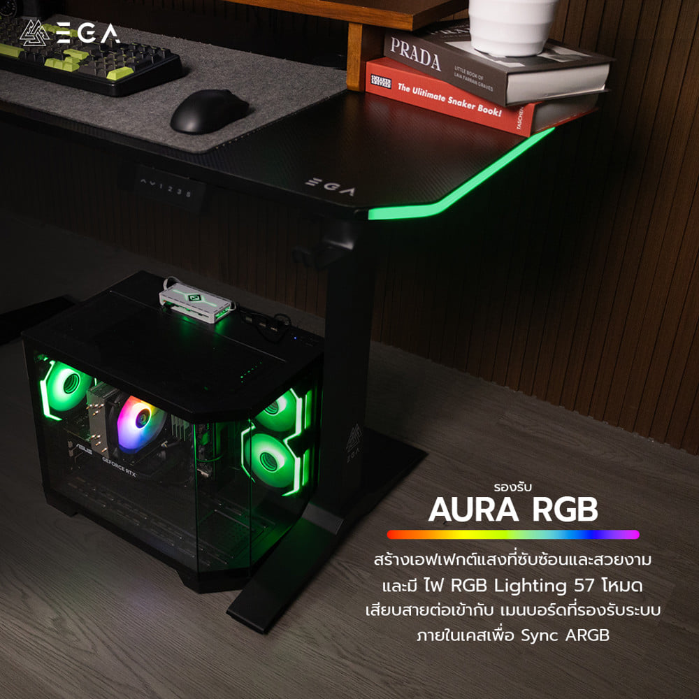 โต๊ะเกมมิ่งปรับระดับไฟฟ้า EGA TYPE GD14 140 ซม. สีดำ