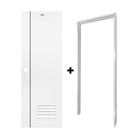 ชุดประตูห้องน้ำพร้อมวงกบ UPVC เจาะลูกบิด ASARA A812 70x200 ซม. สีขาว_1