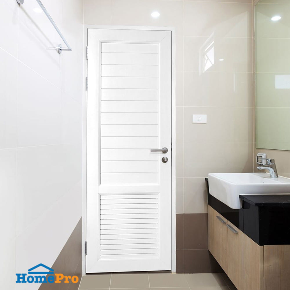 ประตูห้องน้ำ UPVC เจาะรูลูกบิด ASARA S933 70x200 ซม. สีขาว