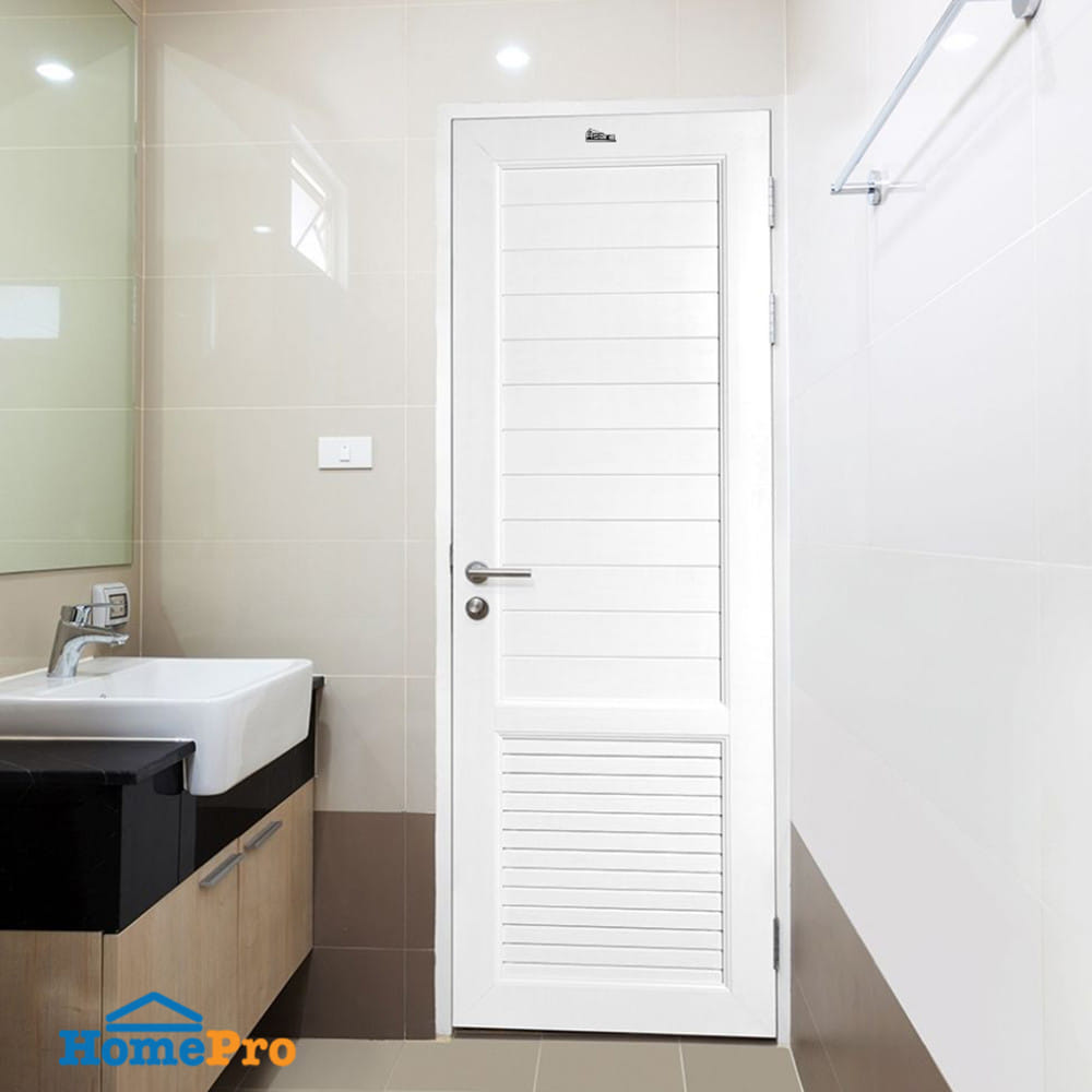 ประตูห้องน้ำ UPVC เจาะรูลูกบิด ASARA S933 70x180 ซม. สีขาว