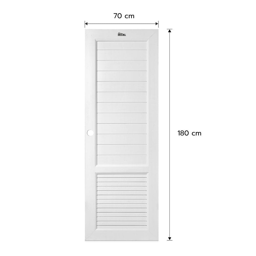 ประตูห้องน้ำ UPVC เจาะรูลูกบิด ASARA S933 70x180 ซม. สีขาว