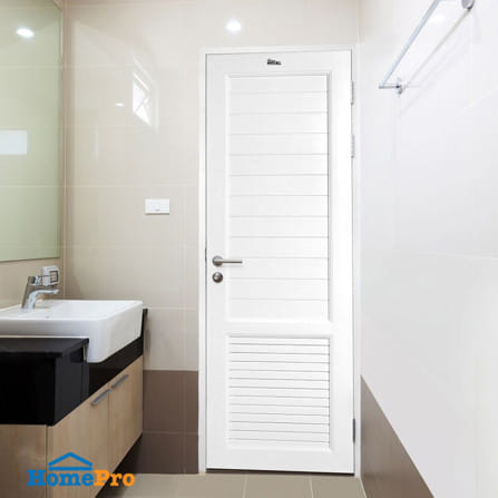 ประตูห้องน้ำ UPVC เจาะรูลูกบิด ASARA S933 70x180 ซม. สีขาว_2