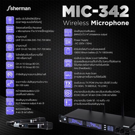 ไมโครโฟนไร้สาย SHERMAN MIC-342_6
