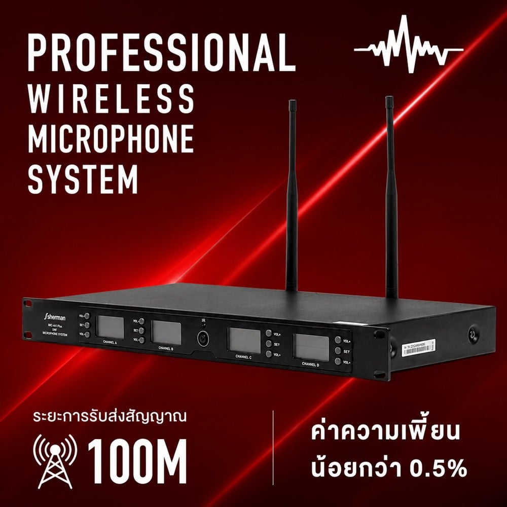 ไมโครโฟนไร้สาย SHERMAN MIC-441 PLUS