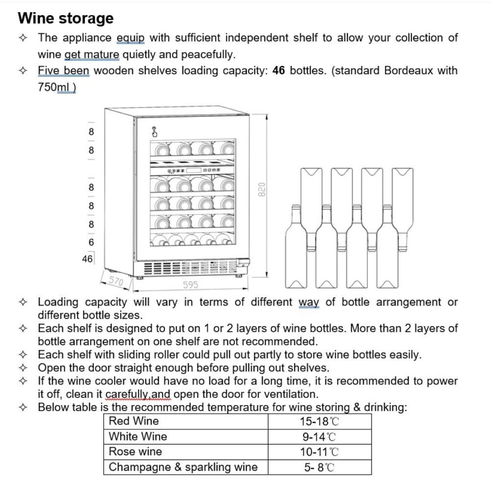 ตู้แช่ไวน์ HAFELE VIN 495.19.033 46 ขวด สีดำ