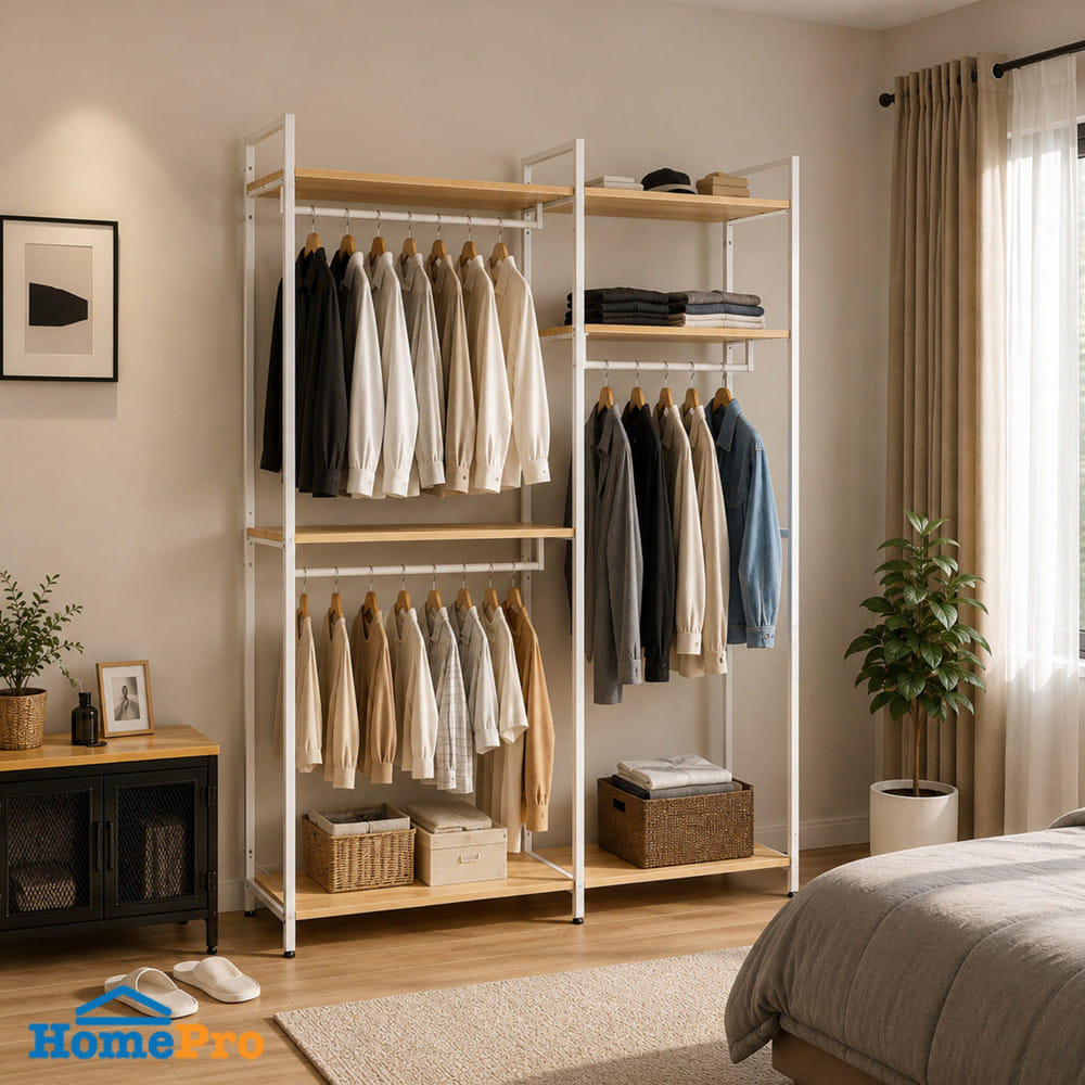 ตู้เสื้อผ้าบานโล่ง MET- WORK LOFT 14740210W 147 ซม. สีขาว