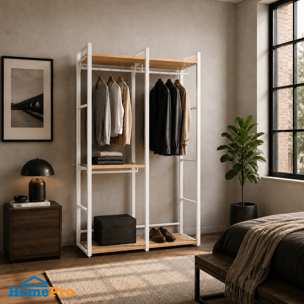 ตู้เสื้อผ้าบานโล่ง MET- WORK LOFT 13240200W 132 ซม. สีขาว