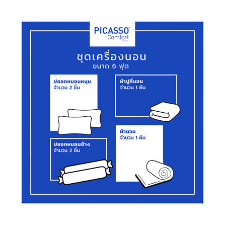 ชุดผ้าปูที่นอน 6 ฟุต (ชุด 6 ชิ้น) PICASSO CLASSIC สี DARK GREY_5