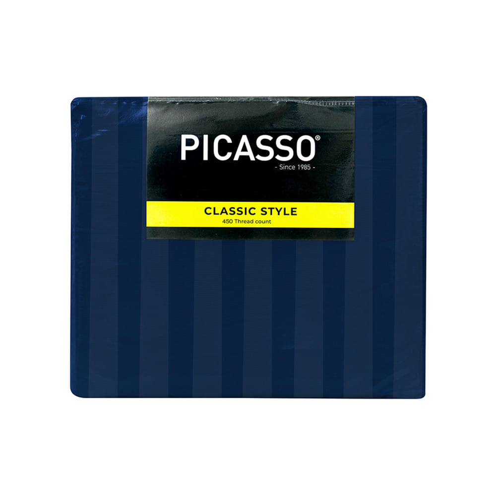 ชุดผ้าปูที่นอน 6 ฟุต (ชุด 5 ชิ้น) PICASSO CLASSIC สี NAVY BLUE