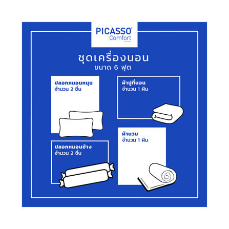 ชุดผ้าปูที่นอน 6 ฟุต (ชุด 6 ชิ้น) PICASSO CLASSIC สี NAVY BLUE_5