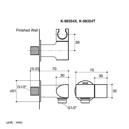 ข้อต่อฝักบัว KOHLER K-98354X-BV สีทอง_1