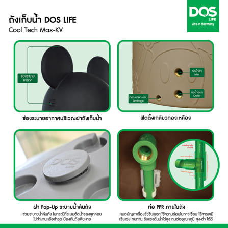 ถังเก็บน้ำ DOS MICKEY MOUSE  1000 ลิตร สี CREAM_6