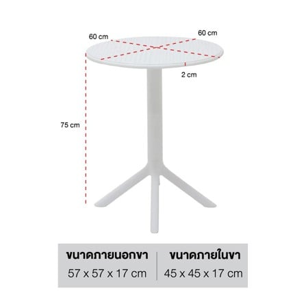 โต๊ะทานข้าว KONCEPT TEMON-A60P 19231791 60 ซม.  สีขาว_5