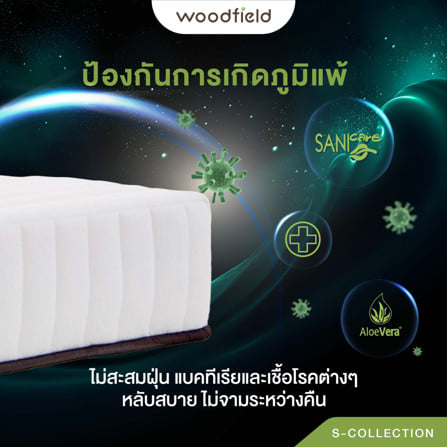ที่นอนพ็อกเก็ตสปริง 5 ฟุต WOODFIELD S-HYBRID (พร้อมหมอนหนุน 2 ใบ)_12