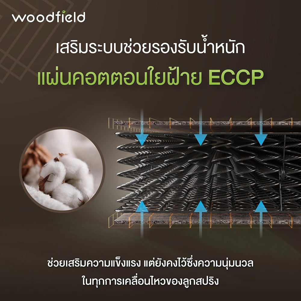 ที่นอนสปริง  5 ฟุต WOODFIELD W-5500 (พร้อมหมอนหนุน 2 ใบ)