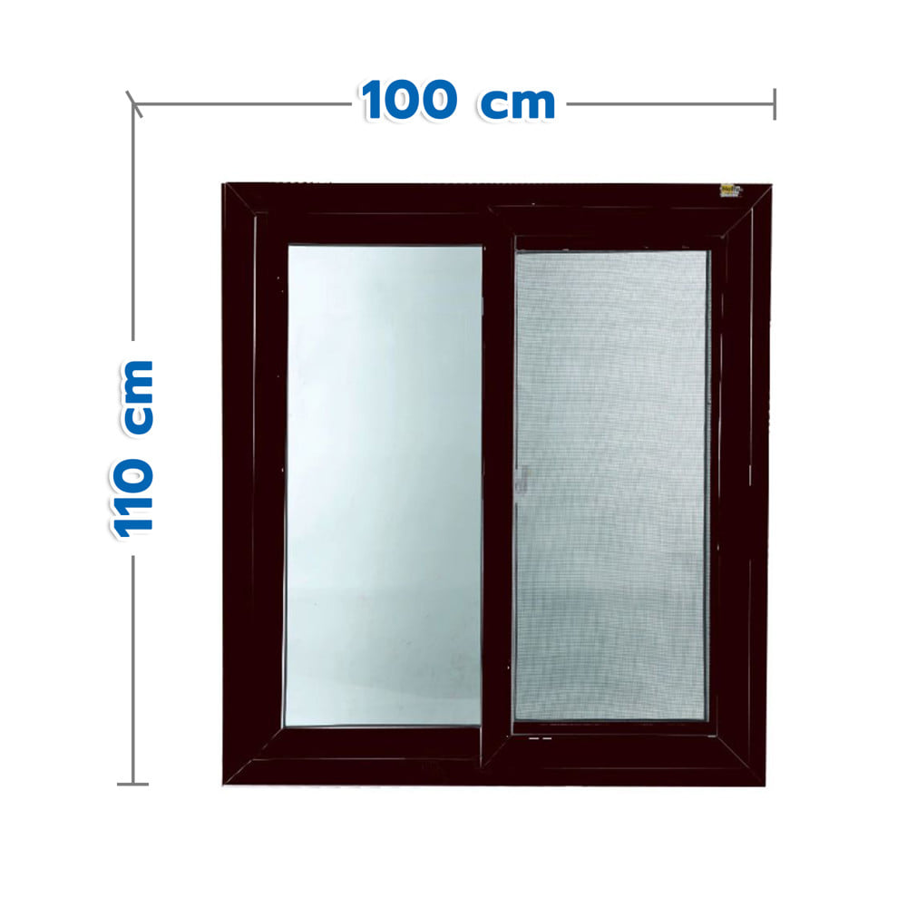 หน้าต่างบานเลื่อน UPVC S-S มุ้ง HOFFEN TRENDY 100x110 ซม. สีดำ