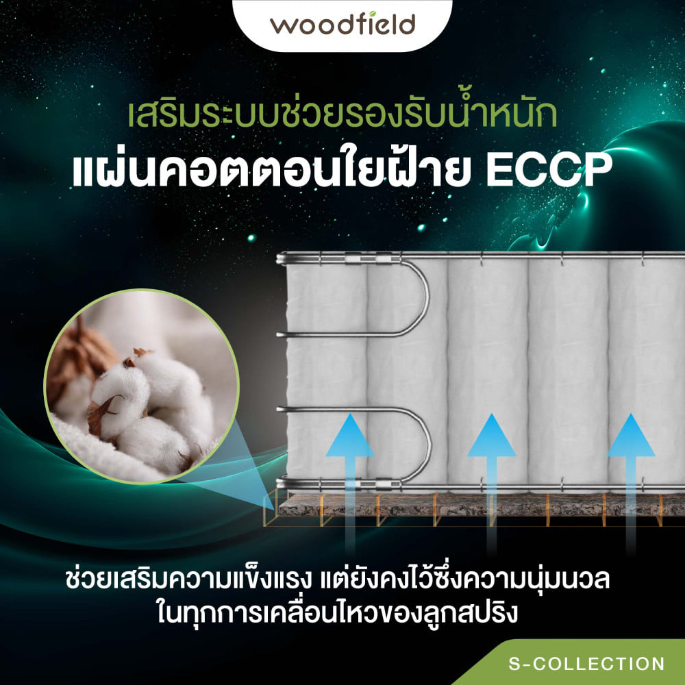 ที่นอนพ็อกเก็ตสปริง  6 ฟุต WOODFIELD S-HYBRID (พร้อมหมอนหนุน 2 ใบ)
