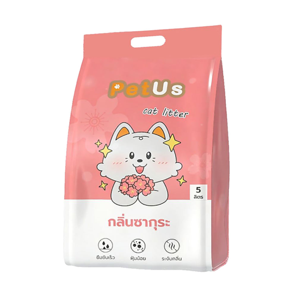 ทรายแมวเบนโทไนท์ PETUS กลิ่นซากุระ 5 ลิตร