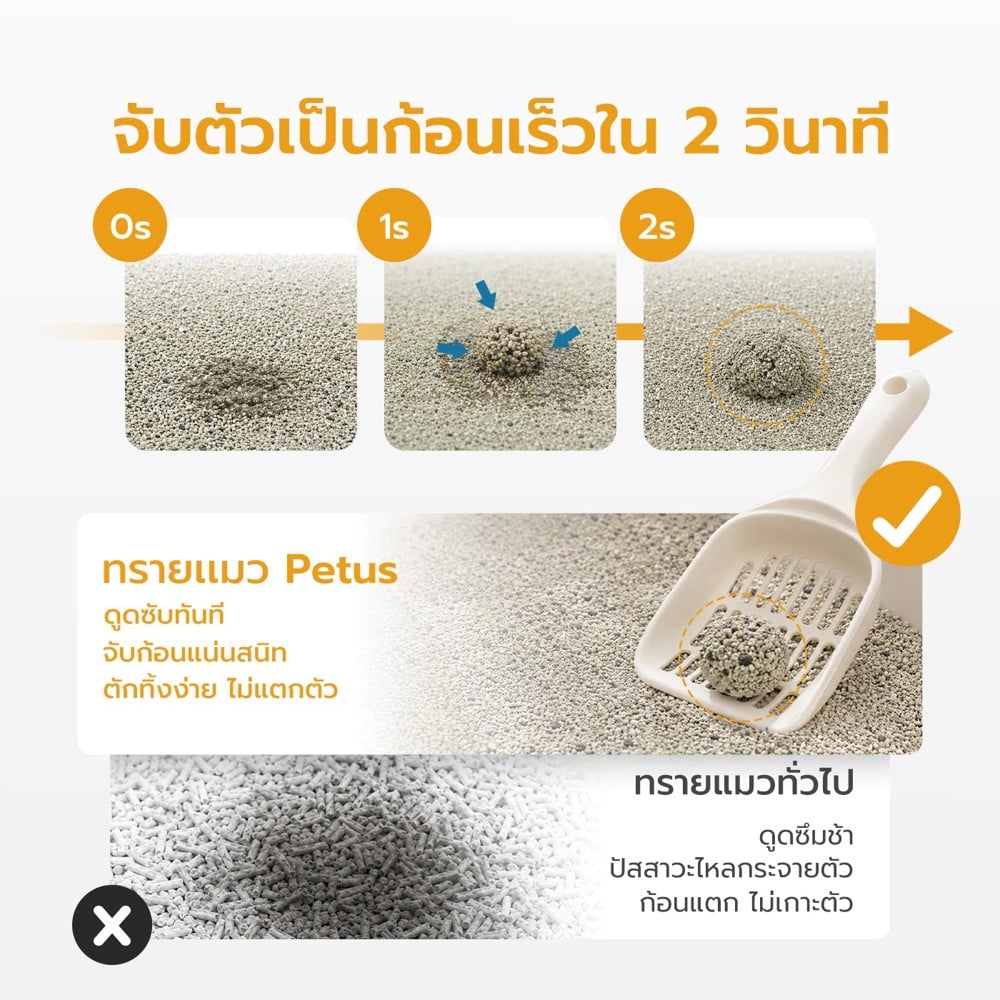 ทรายแมวเบนโทไนท์ผสมแร่ภูเขาไฟ PETUS กลิ่นแอปเปิ้ล 4 กก.
