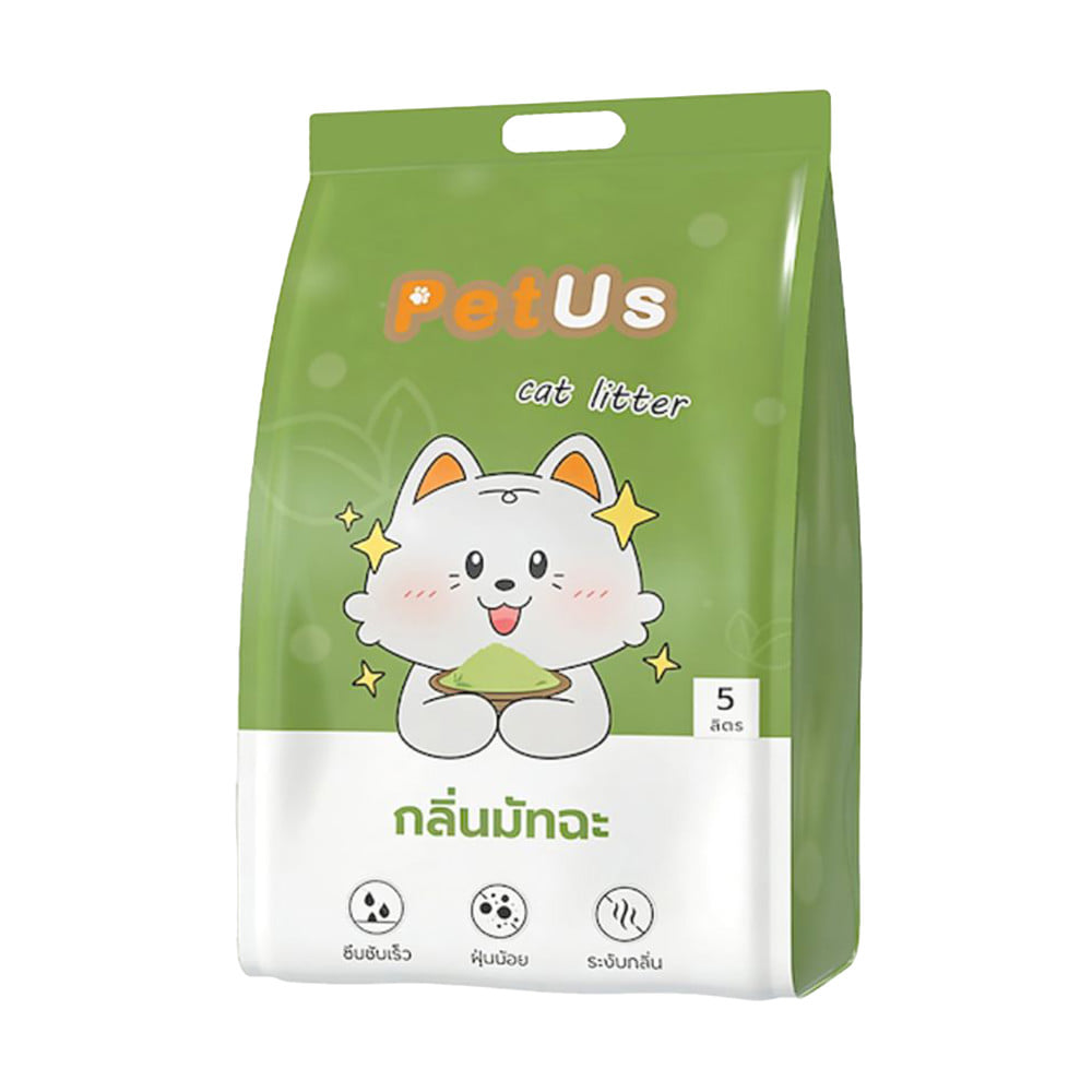 ทรายแมวเบนโทไนท์ PETUS กลิ่นมัทฉะ 5 ลิตร