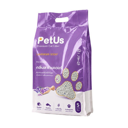 ทรายแมวเบนโทไนท์ PETUS สูตรถนอมอุ้งเท้าแมว กลิ่นลาเวนเดอร์ 5 ลิตร_0