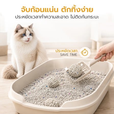 ทรายแมวเบนโทไนท์ PETUS สูตรถนอมอุ้งเท้าแมว กลิ่นลาเวนเดอร์ 5 ลิตร_6