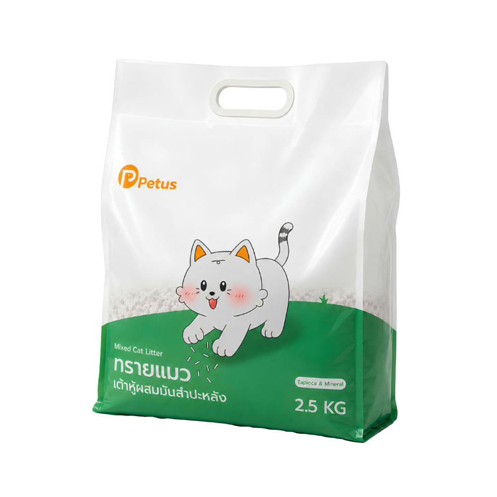 ทรายแมวผสมมันสำปะหลัง PETUS 2.5 กก.
