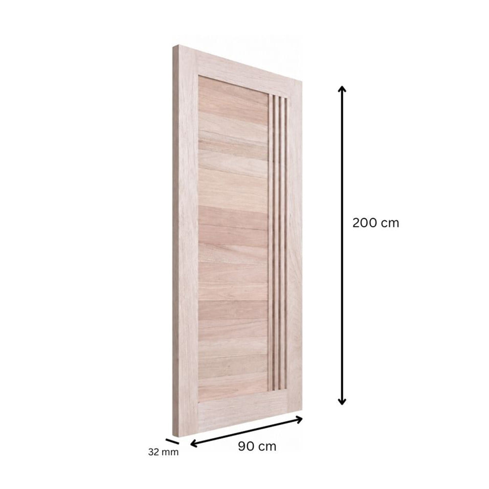 ประตูไม้เนื้อแข็ง ไม่เจาะลูกบิด N999 BALI 90x200 ซม. สีธรรมชาติ