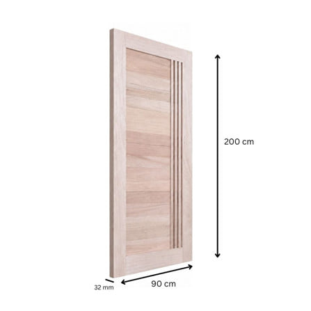 ประตูไม้เนื้อแข็ง ไม่เจาะลูกบิด N999 BALI 90x200 ซม. สีธรรมชาติ_3