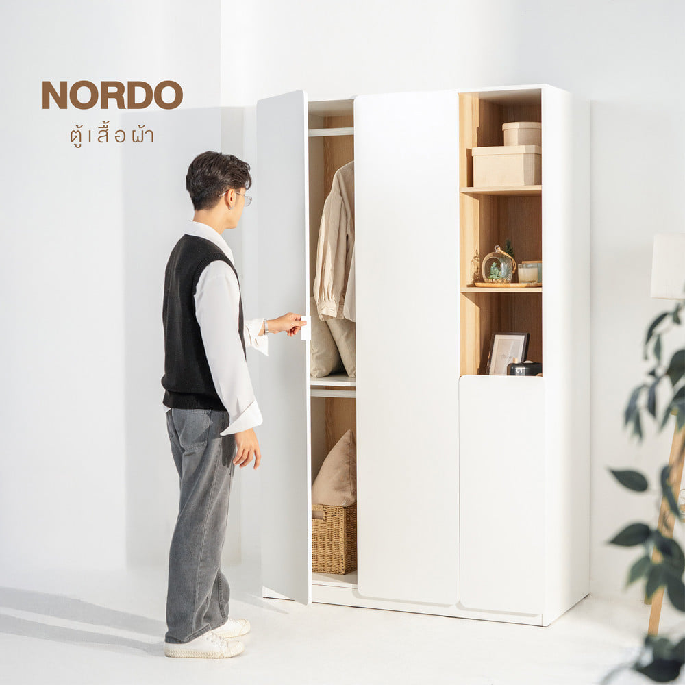 ตู้เสื้อผ้า 3 บานเปิด KONCEPT NORDO 19242312 120 ซม. สีลินด์เบิร์ก/ขาว