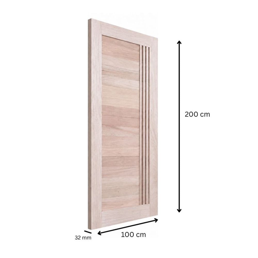 ประตูไม้เนื้อแข็ง ไม่เจาะลูกบิด N999 BALI  100x200 ซม. สีธรรมชาติ