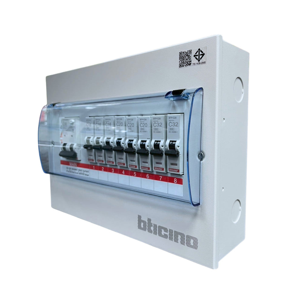 ชุดตู้คอนซูมเมอร์ยูนิต 8 ช่อง 50 แอมป์ พร้อมกันไฟรั่ว/ไฟดูด BTICINO SBTCN8R50M
