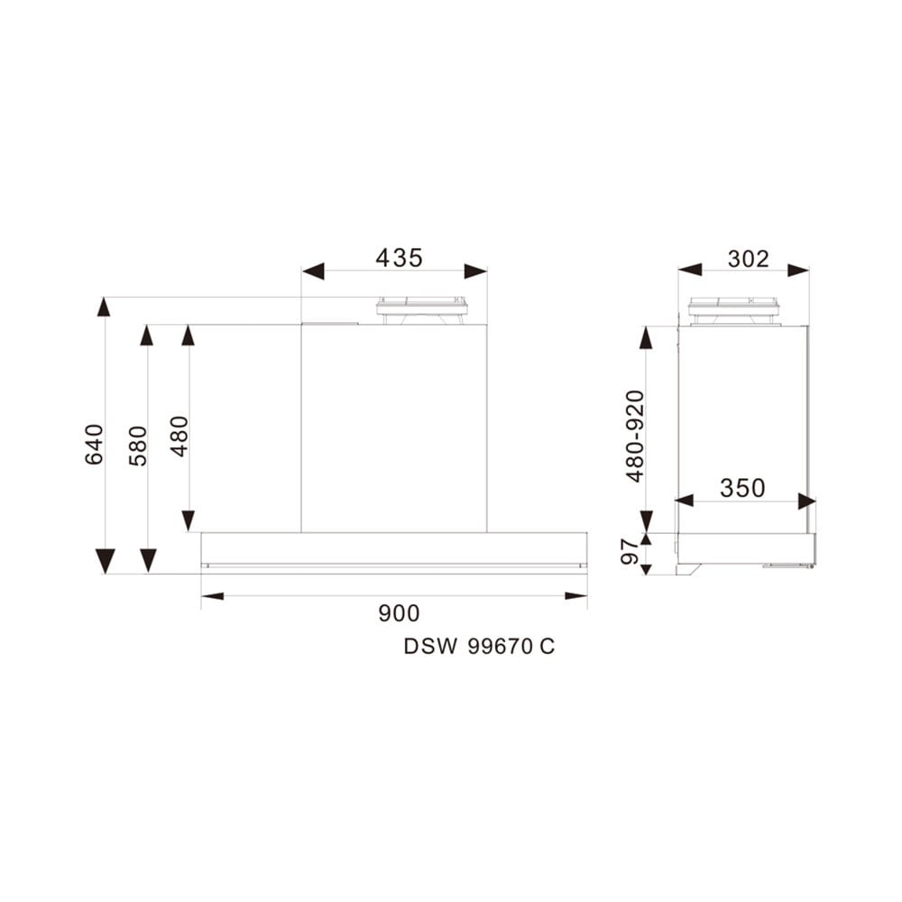 เครื่องดูดควันกระโจม TEKA DSW 99670 C 90 ซม.