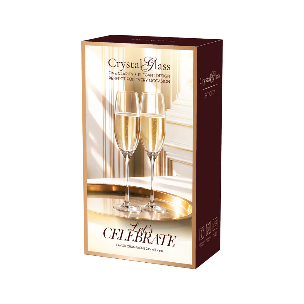 แก้วแชมเปญแก้วคริสตัล 245 มล. OCEAN GLASS LET'S CELEBRATE (แพ็ก 2 ชิ้น)