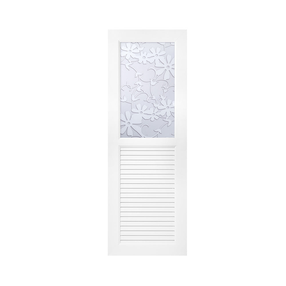 ประตูห้องน้ำ UPVC ไม่เจาะลูกบิด ASARA G931 ดอกไม้ขาว 70x200 ซม. สีขาว