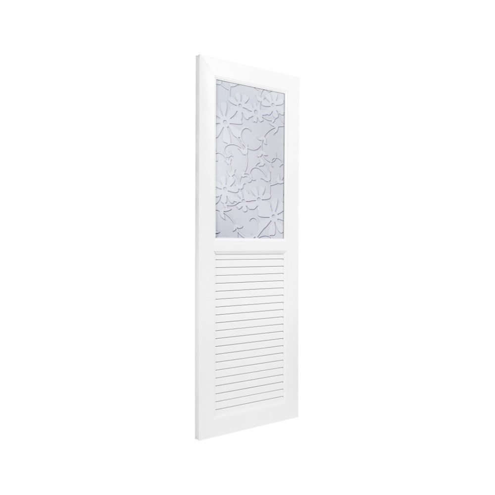 ประตูห้องน้ำ UPVC ไม่เจาะลูกบิด ASARA G931 ดอกไม้ขาว 70x200 ซม. สีขาว