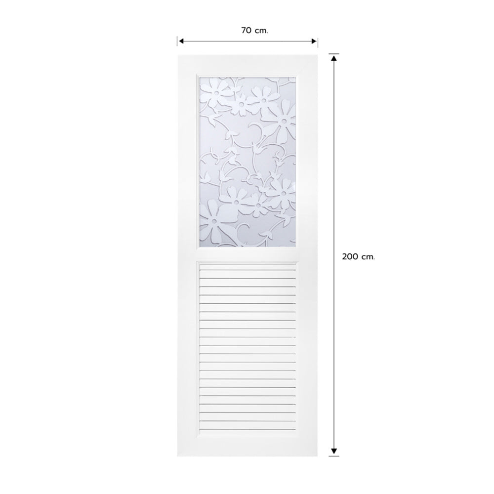 ประตูห้องน้ำ UPVC ไม่เจาะลูกบิด ASARA G931 ดอกไม้ขาว 70x200 ซม. สีขาว
