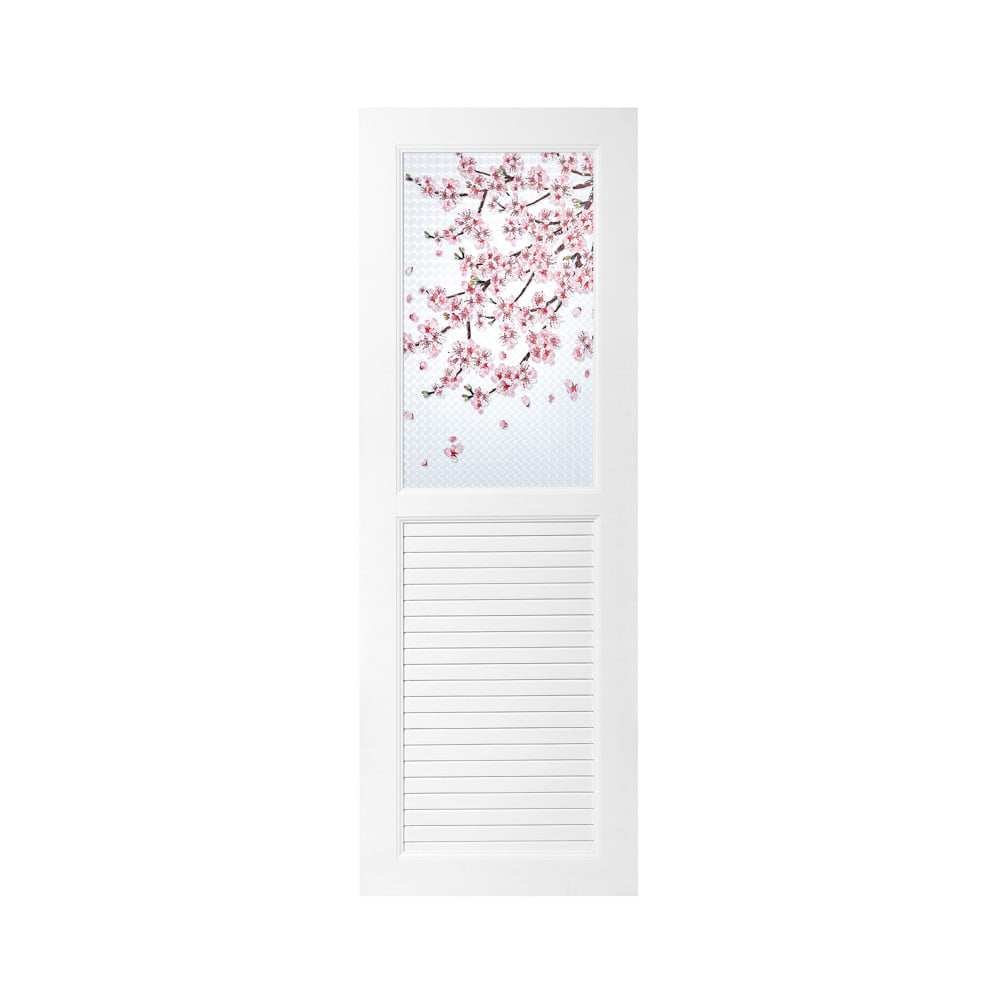 ประตูห้องน้ำ UPVC ไม่เจาะลูกบิด ASARA G925 ดอกซากุระ 70x200 ซม. สีขาว