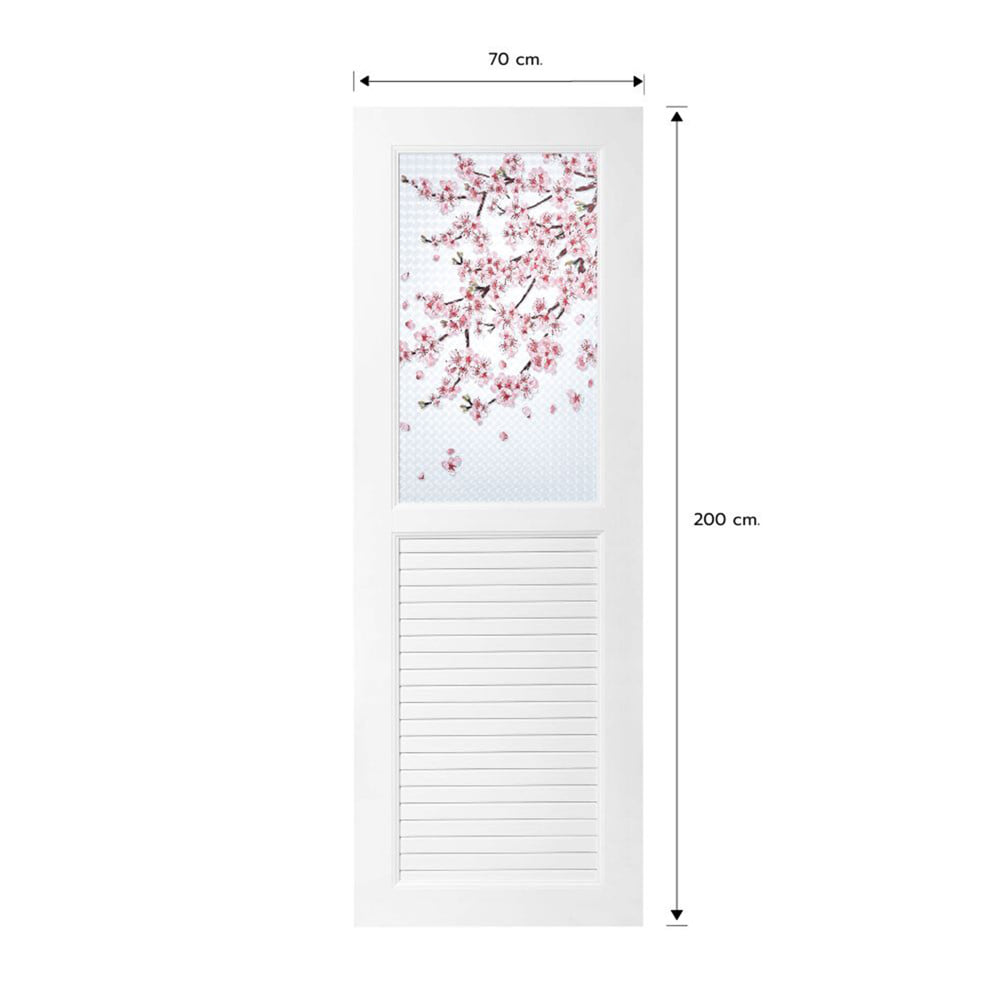 ประตูห้องน้ำ UPVC ไม่เจาะลูกบิด ASARA G925 ดอกซากุระ 70x200 ซม. สีขาว