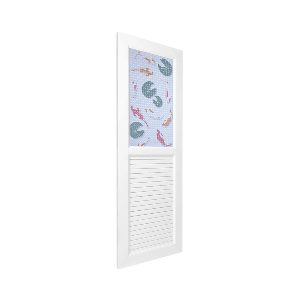 ประตูห้องน้ำ UPVC ไม่เจาะลูกบิด AZLE AZ111 KOI FISH 70x200 ซม. สีขาว