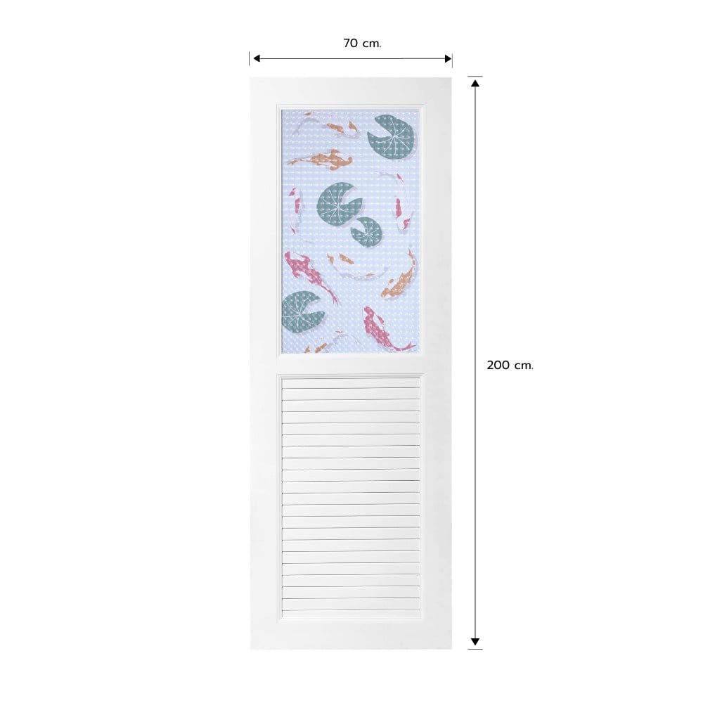 ประตูห้องน้ำ UPVC ไม่เจาะลูกบิด AZLE AZ111 KOI FISH 70x200 ซม. สีขาว