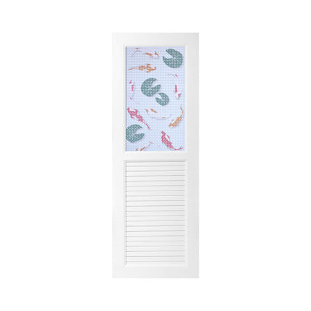 ประตูห้องน้ำ UPVC ไม่เจาะลูกบิด AZLE AZ111 KOI FISH 70x200 ซม. สีขาว_0