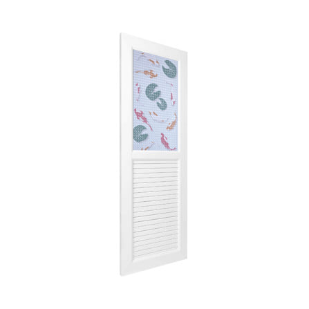 ประตูห้องน้ำ UPVC ไม่เจาะลูกบิด AZLE AZ111 KOI FISH 70x200 ซม. สีขาว_1