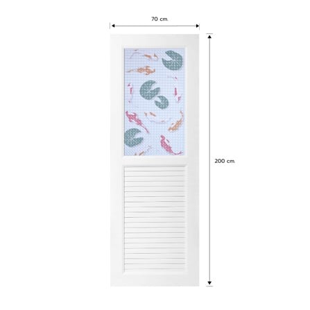 ประตูห้องน้ำ UPVC ไม่เจาะลูกบิด AZLE AZ111 KOI FISH 70x200 ซม. สีขาว_4